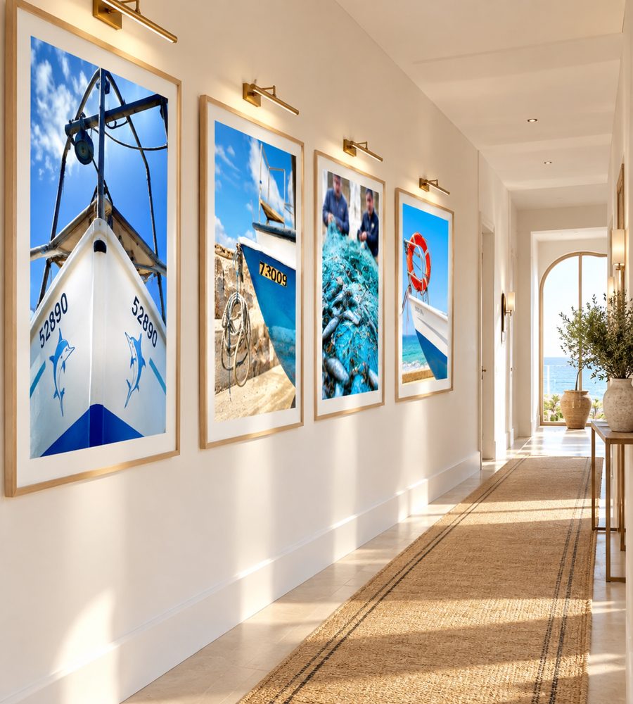 Boats In Hotel Corridor – photographie d'art mise en situation, Kiko Art Photography by Valérie Zarka